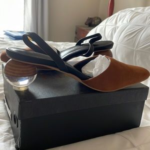 New in box Square toe sling back pumps with really cool ball heel